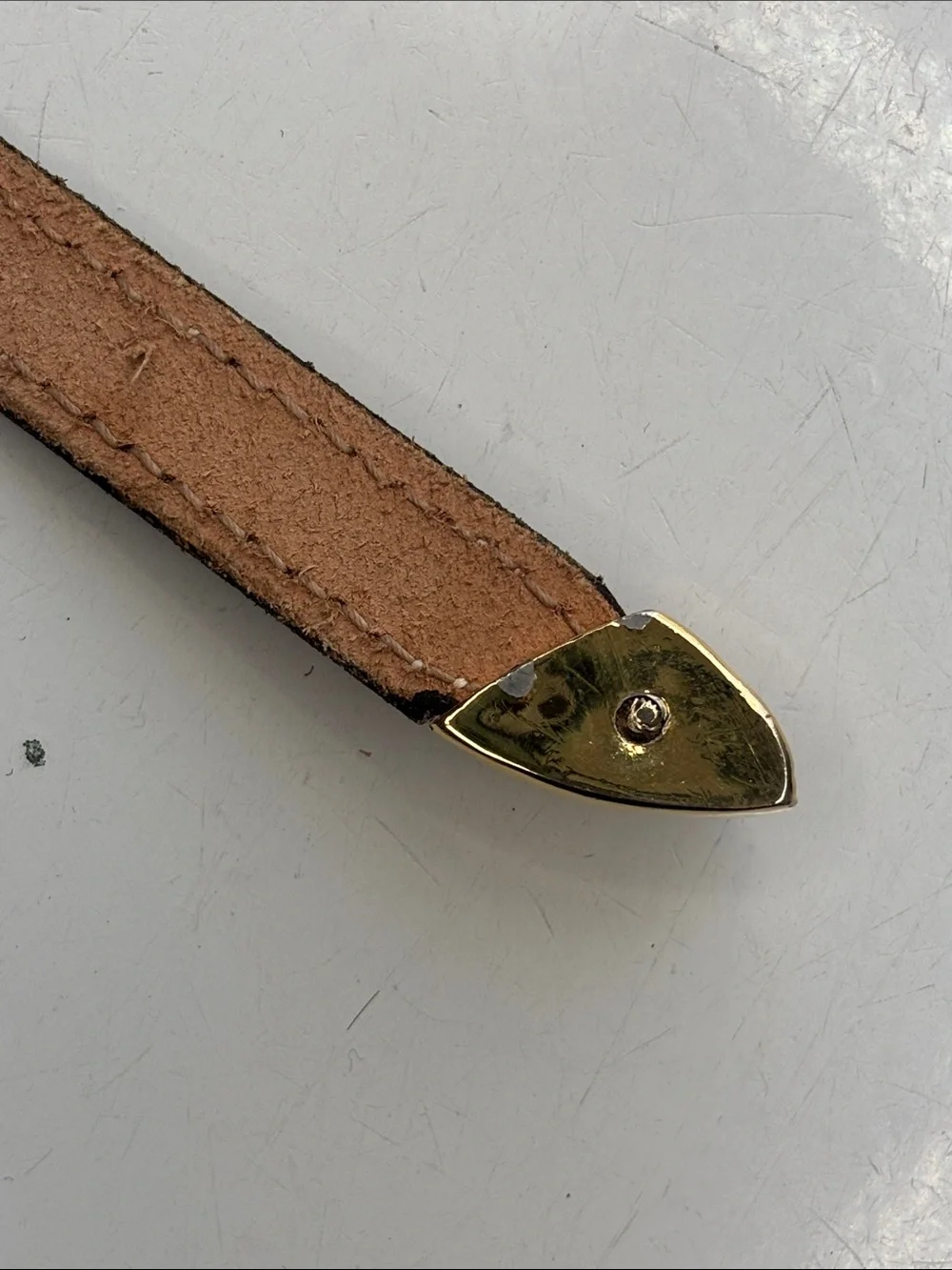 VTG 1983 Calderon Brown Leather Belt with Gold-Tone Sculpted Buckle